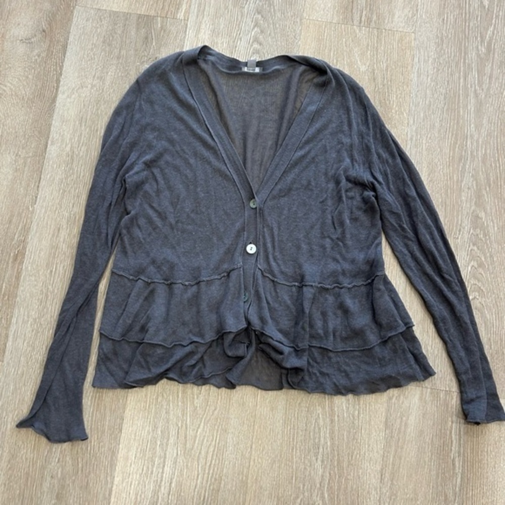 J.Jill tiered ruffle linen cardigan